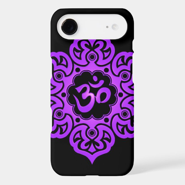 Coques Case-Mate iPhone Conception florale d'Aum - pourpre et noir (Verso)