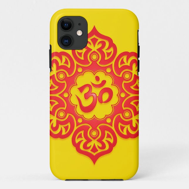 Coques Case-Mate iPhone Conception florale d'Aum - rouge et jaune (Dos)