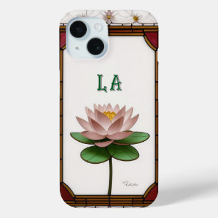 Coque Pour iPhone 15 Conception florale de vitrail coloré