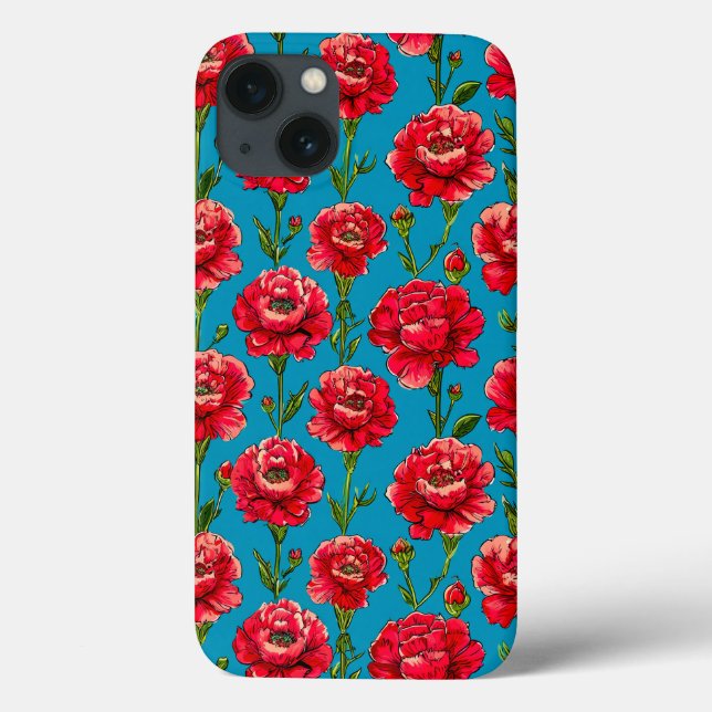 Coques Case-Mate iPhone Conception florale d'œillets rouges inspirée de la (Verso)