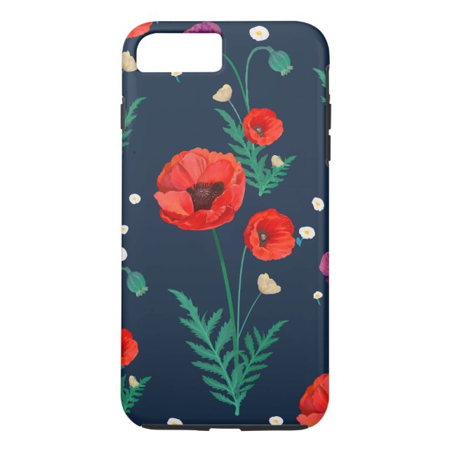 Coques Case-Mate iPhone Conception florale du pavot rouge (Dos)