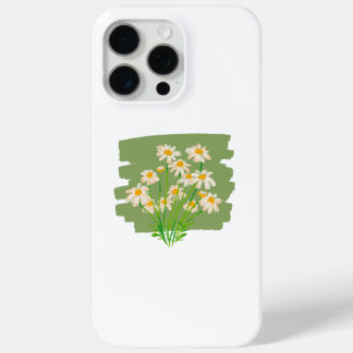 Coque iPhone 15 Pro Max Conception florale rustique sur fond vert