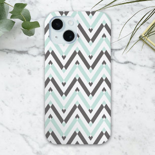 Coque Pour iPhone 15 Conception géométrique Chevron blanc de menthe mod