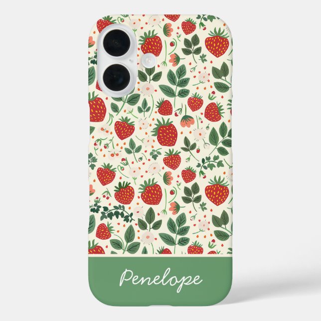 Coques Case-Mate iPhone Conception mignonne de fraise avec nom personnalis (Verso)