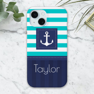 Coque Pour iPhone 15 Conception Nautique moderne à rayures tendance Coq