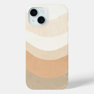 Coque Pour iPhone 15 Conception Neutre Terreuse Rétro Mod Waves