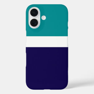 Coque Pour iPhone 16 Conception turquoise de blocs de couleur bleu blan