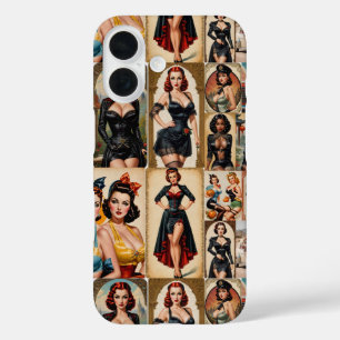 Coque Pour iPhone 16 Conception vintage Classic Pin-up Girls Collection