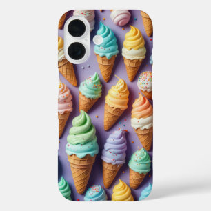 Coque Pour iPhone 16 Cones De Crème De Glace Avec Saupoudrages