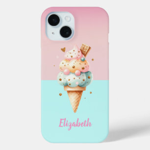Coque Pour iPhone 15 Cônes de glace colorés cool Amour
