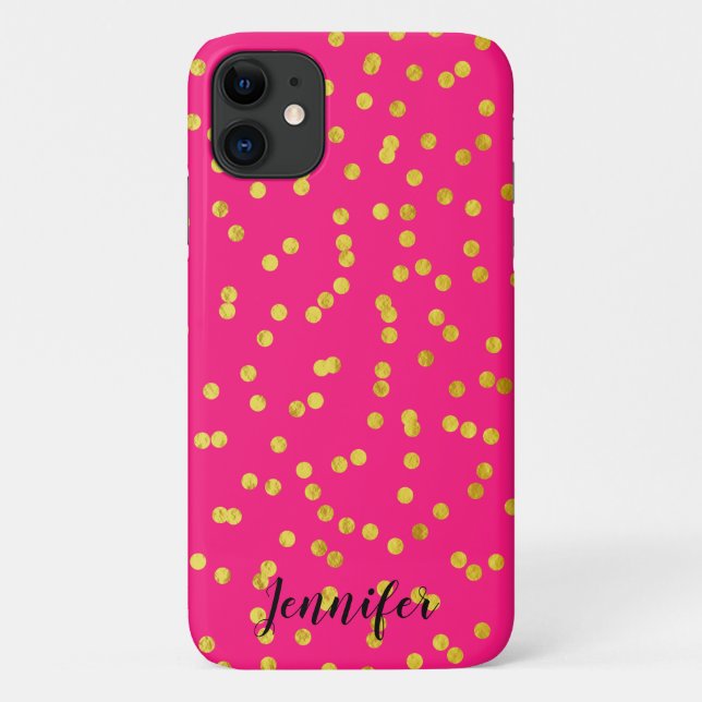 Coques Case-Mate iPhone Confetti à l'huile rose et or chaud (Dos)