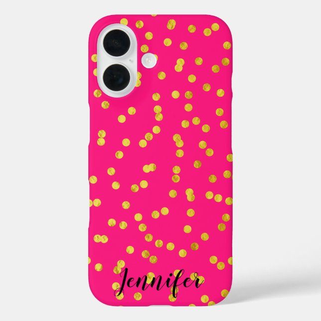 Coques Case-Mate iPhone Confetti à l'huile rose et or chaud (Verso)
