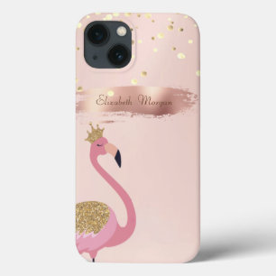 Case-Mate iPhone Case Confetti, Flamants roses roses à pinceau Rose or