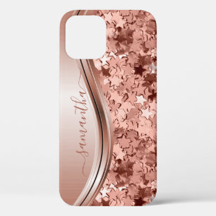 Case-Mate iPhone Case Confetti Stars Rose Gold Nom manuscrit métal