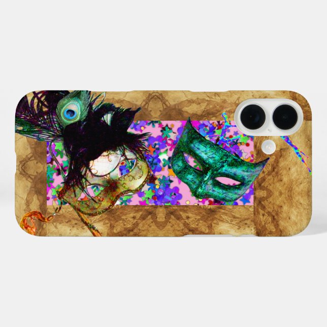 Coques Case-Mate iPhone Confettis de parchemin de MASCARADE de MARDI GRAS (Verso (horizontal))