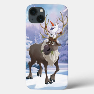 iPhone 13 Coque congelé Olaf assis sur Sven