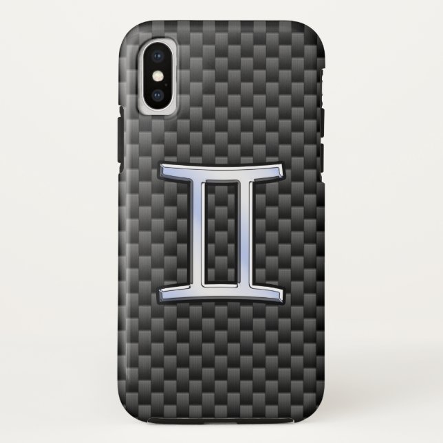 Coques Case-Mate iPhone Connexion Silver Gemini à l'impression Carbone Cha (Dos)