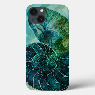 iPhone 13 Case Conque en spirale Shell de turquoise