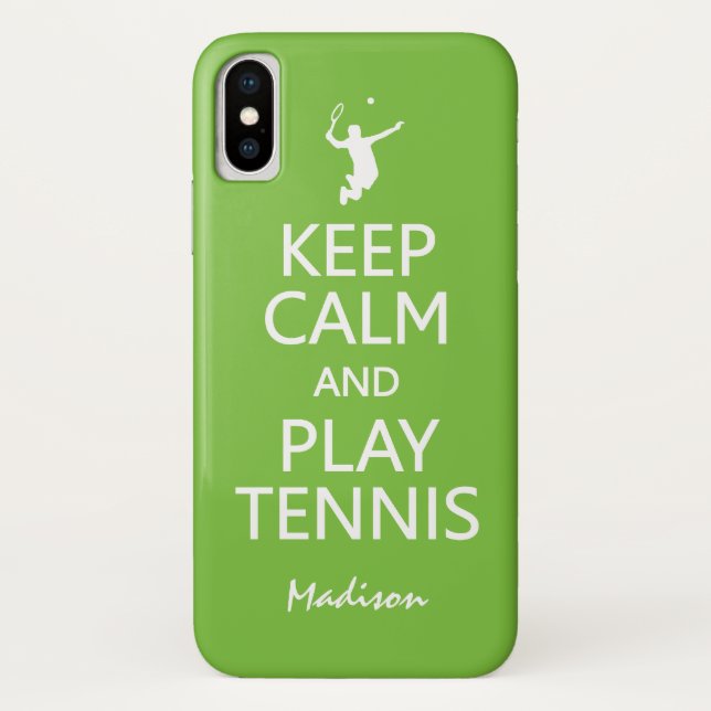 Coques Case-Mate iPhone Conserver le calme et jouer Tennis nom et couleur  (Dos)