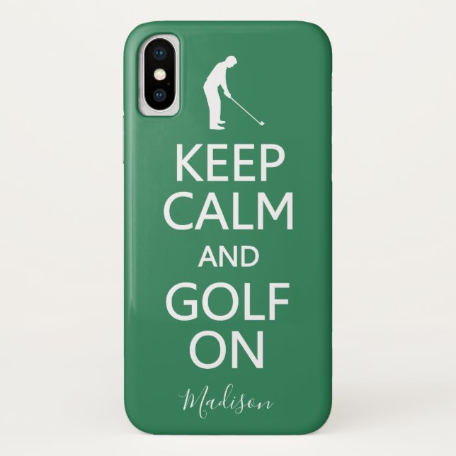 Coques Case-Mate iPhone Conserver le calme et le golf Sur mesure nom et co (Dos)