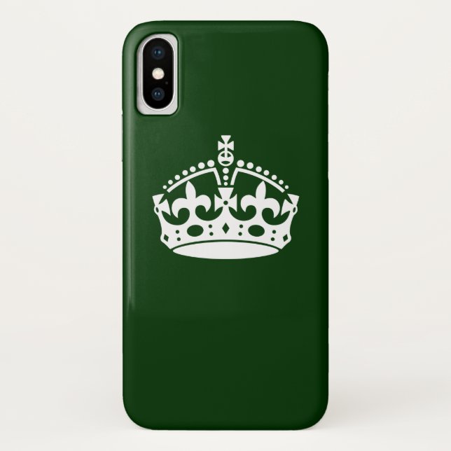 Coques Case-Mate iPhone CONSERVEZ CALME COURONNE sur la Personnaliser vert (Dos)