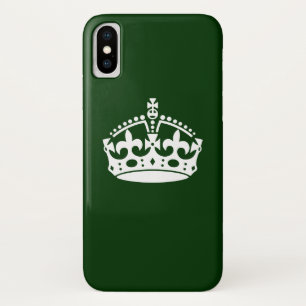 Coques Pour iPhone CONSERVEZ CALME COURONNE sur la Personnaliser vert