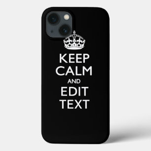Coques Pour iPhone CONSERVEZ CALME et votre texte sur noir solide