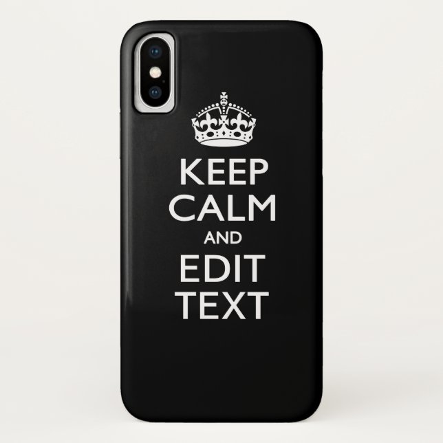 Coques Case-Mate iPhone CONSERVEZ CALME et votre texte sur noir solide (Dos)