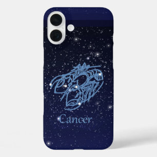 Coques iPhone 16 Plus Constellation du cancer et signe zodiaque avec éto