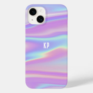 Coque Pour iPhone 14 Contemporain Abstrait Féminin Iridescent Monogramm