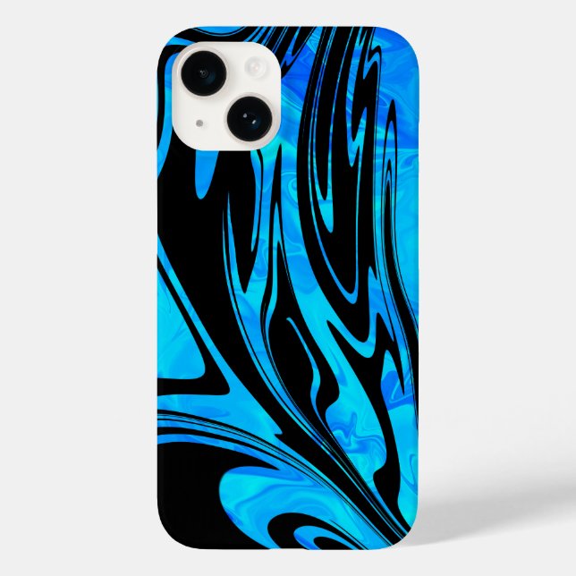 Coques Case-Mate iPhone Cool Aqua et Black Liquid Wave (Verso)
