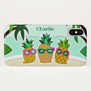 Coque iPhone X Cool Beach Pineapps personnalisés nom de téléphone