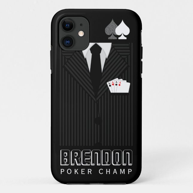 Coques Case-Mate iPhone Cool Black Pinstripe Costume Poker Champ Casino (Dos)