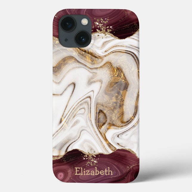 Coques Case-Mate iPhone Cool Blanc Brown Or Bourgogne Marbre Texture (Verso)