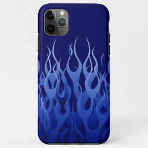 Coque iPhone 11 Pro Max Cool Blue Racing Flames Pin Stripes