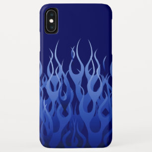 Coque Pour iPhone XS Max Cool Blue Racing Flames Pin Stripes