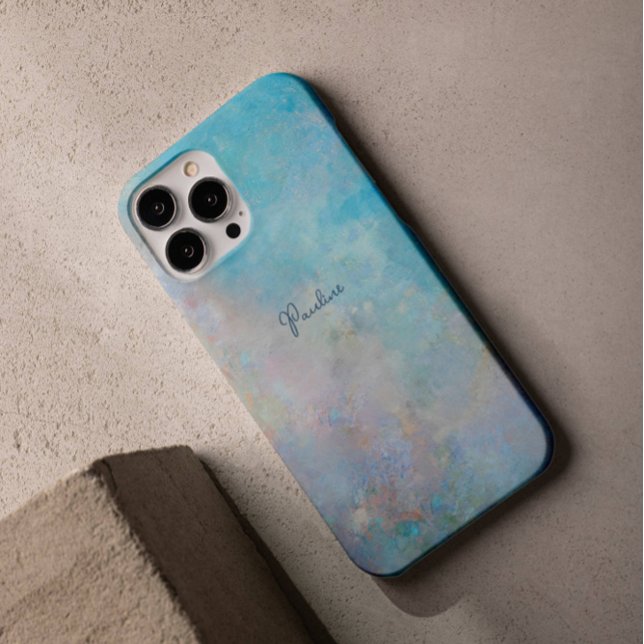 Coques Case-Mate iPhone Cool Blue Sky Huile Peinture Nom personnalisé (Créateur téléchargé)