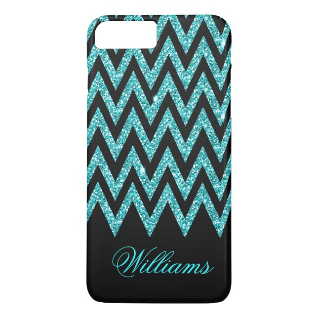 Coques Case-Mate iPhone Cool chevron zigzag paon bleu faux parties scintil (Dos)