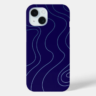 Coque Pour iPhone 15 Cool Dark Blue Light Blue Waves iPhone / iPad case