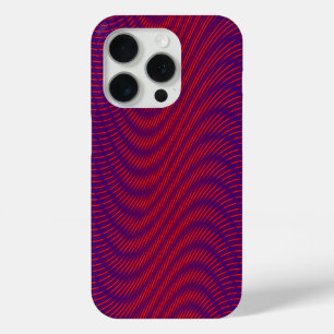 Coque iPhone 15 Pro Cool et moderne Abstrait Moiré Effet violet et rou