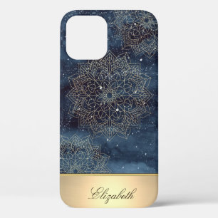 Case-Mate iPhone Case Cool Gold Floral Mandala, bleu marine