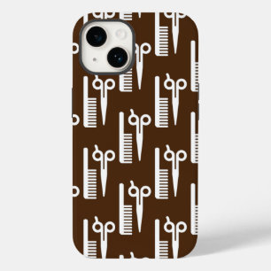 Coque Pour iPhone 14 Cool Hair Styliste Ciseaux Arrière - plans Brown