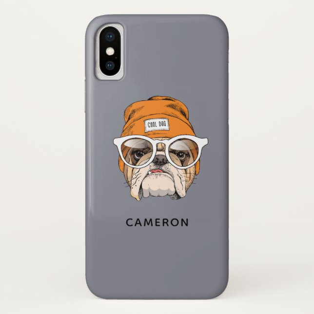 Coques Case-Mate iPhone Cool Hipster Bulldog | Ajouter Votre Nom (Dos)