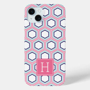 Coque iPhone 15 Mini Cool Honeypeb Motif et Monogramme rose