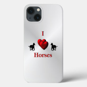 iPhone 13 Case Cool I Heart Horses Design