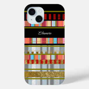 Coque Pour iPhone 15 Cool Moderne Stripes Personnalisées