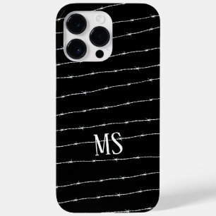 Coque Pour Pour iPhone 14 Pro Max Cool noir et blanc barbelé motif Monogramme
