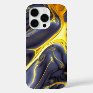 Coques iPhone 16 Pro Cool noir or fondu marbre fluide texturé