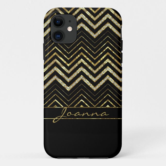 Coques Case-Mate iPhone Cool Or Et Diamants Motif Chevron (Dos)