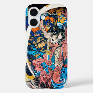 Coque Pour iPhone 16 Cool oriental japonais ancien Samurai démon combat